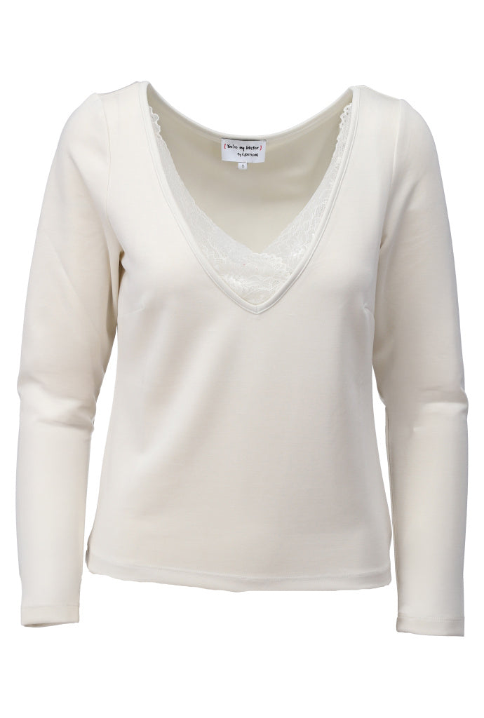 V hals top met kant - D457L