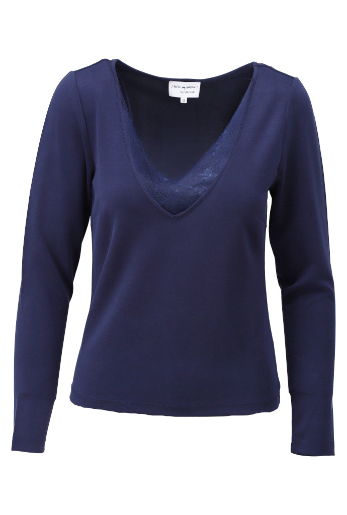 V hals top met kant - D457L