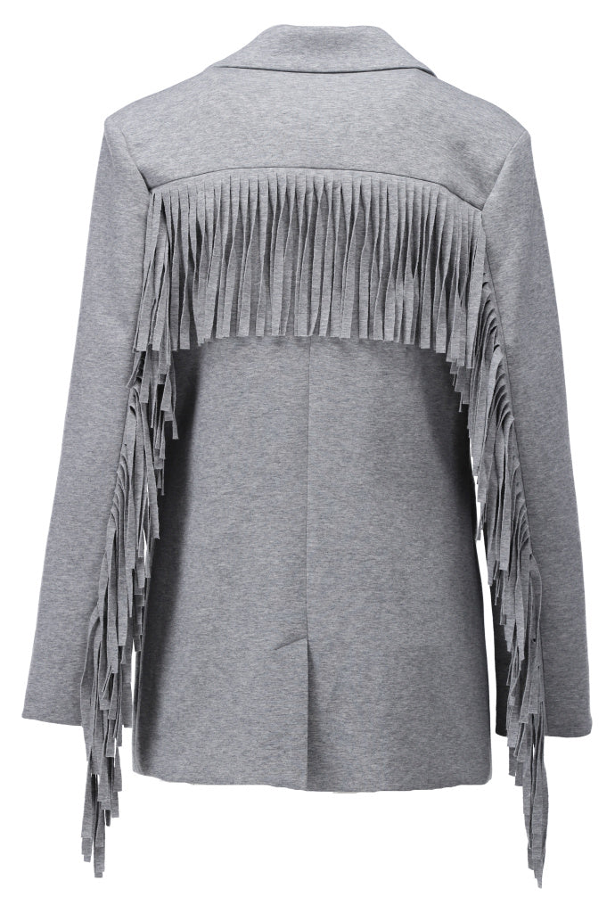 You're My Lobster — Blazer met franjes — packshot grey melange