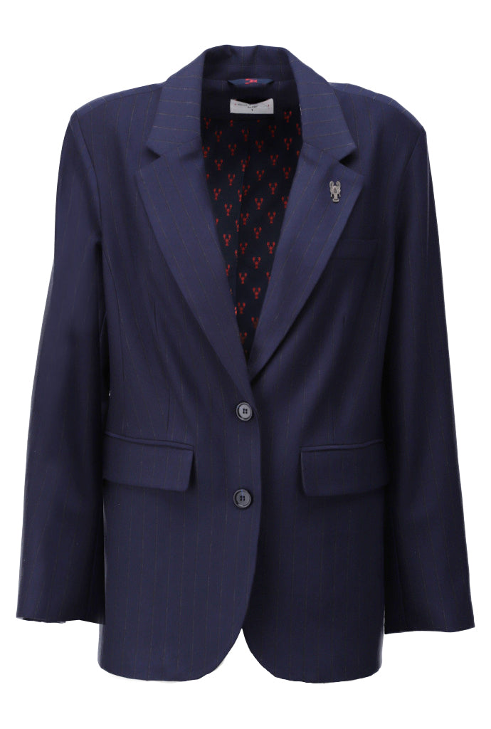 Blazer met krijtstreep & ketting - D564L