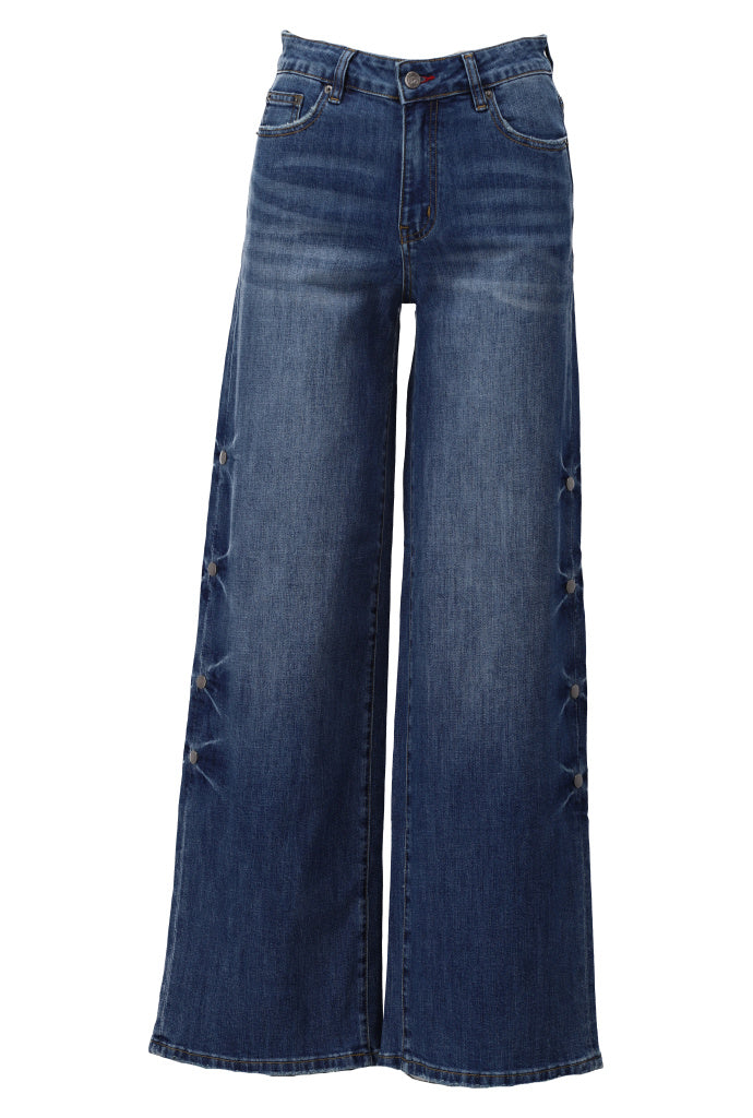 Wijde jeans met studs - D704L
