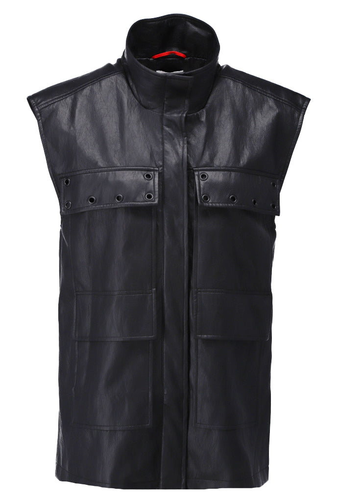 Gilet in lederlook met fantasie - D754L