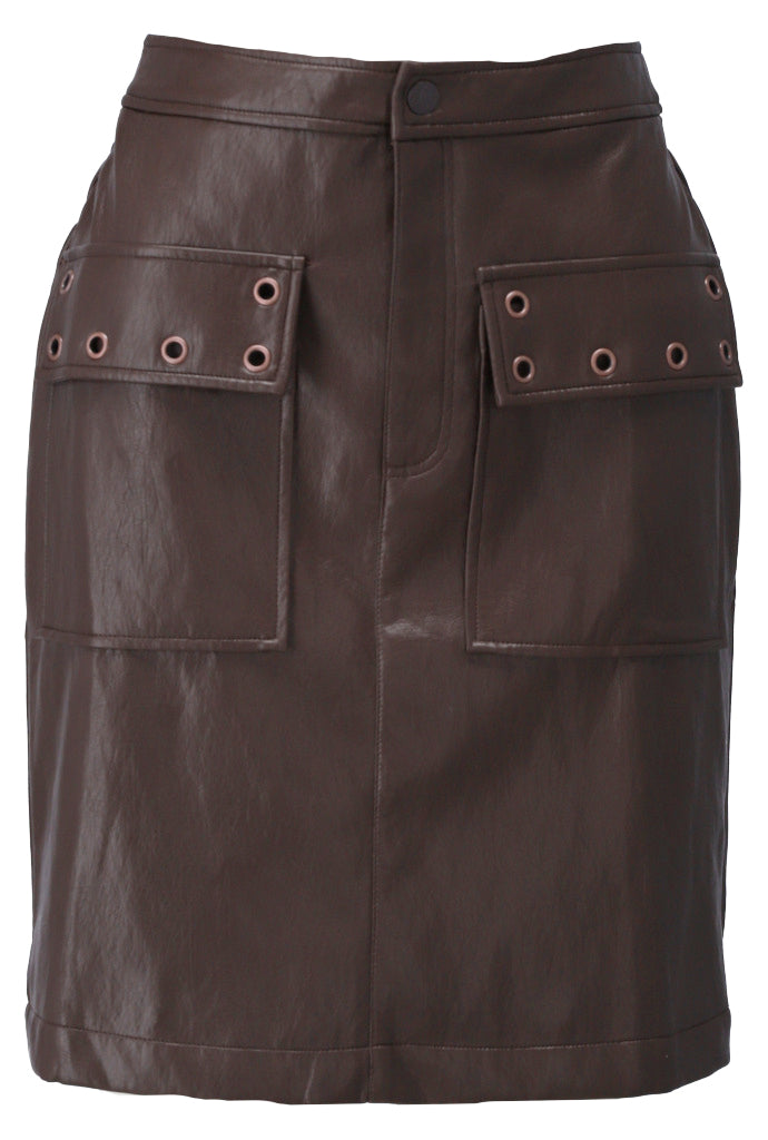 Rok in lederlook - D755L