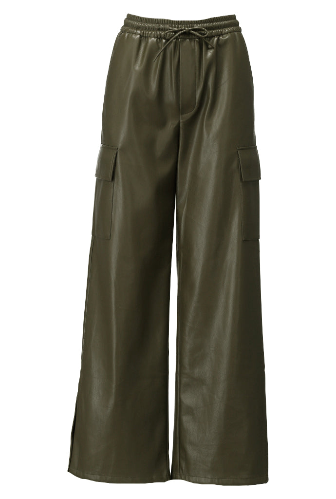 Cargo broek in lederlook - D756L