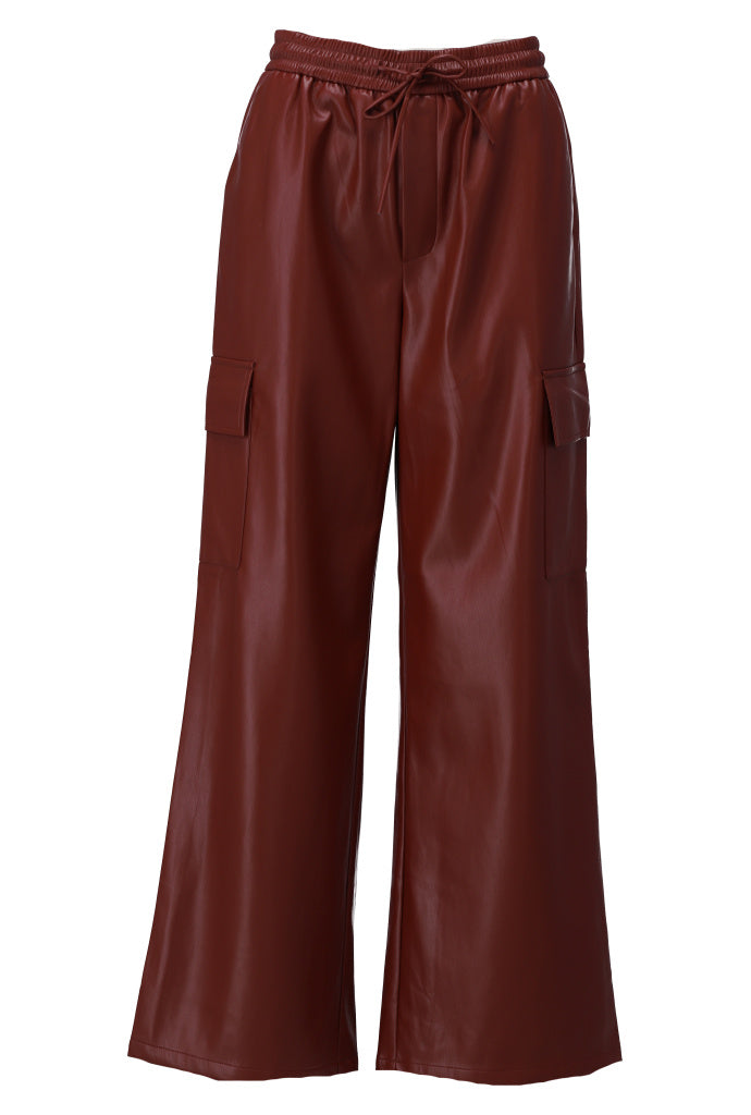 Cargo broek in lederlook - D756L
