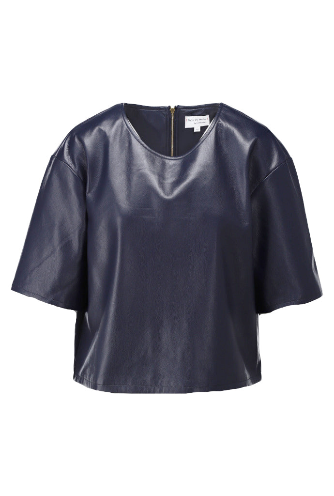 Top in lederlook met rits - D759L
