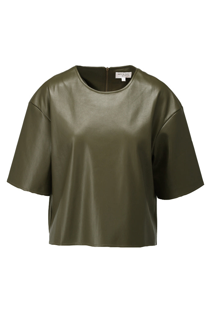 Top in lederlook met rits - D759L