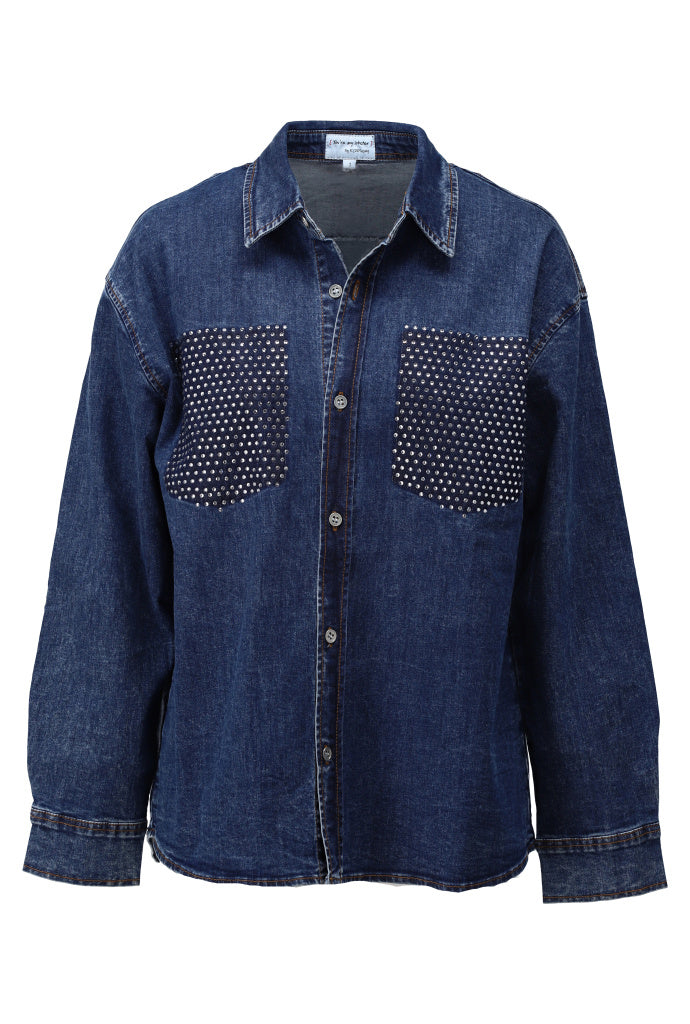 Jeanshemd met strass - D794L