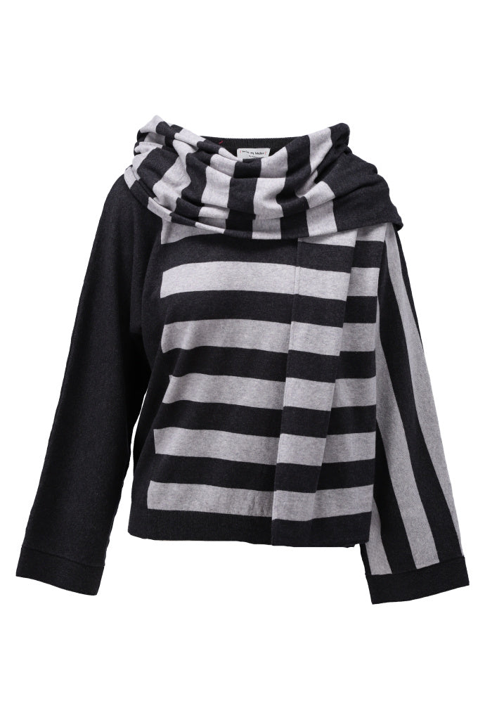 Pullover met strepen & sjaal - D800L