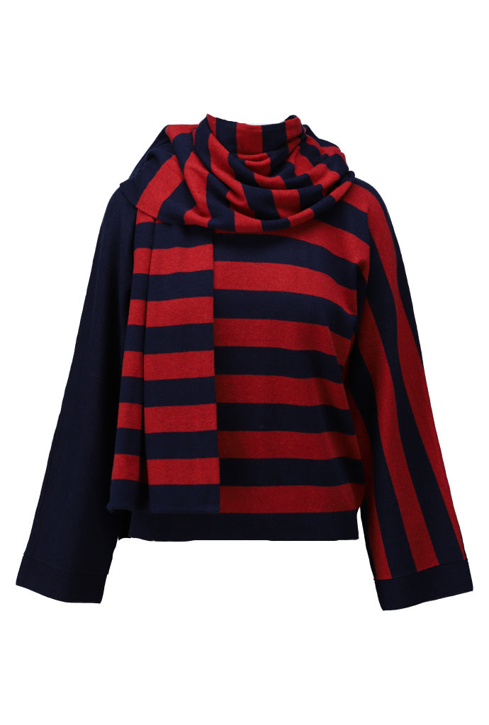 Pullover met strepen & sjaal - D800L