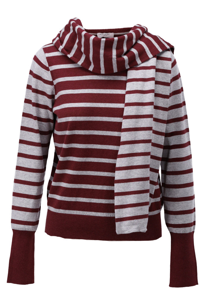 Pullover met strepen & sjaal - D801L