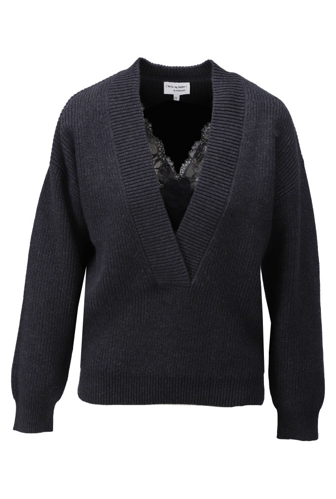 Pullover diepe V hals - D808L