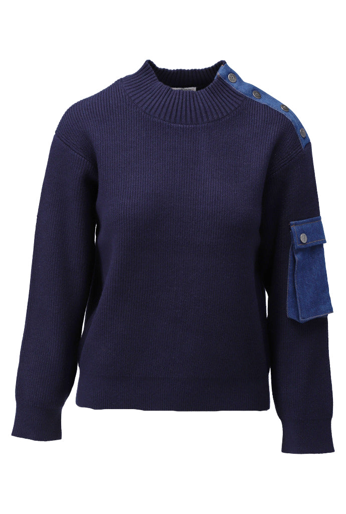 Pullover met jeanszakje - D813L