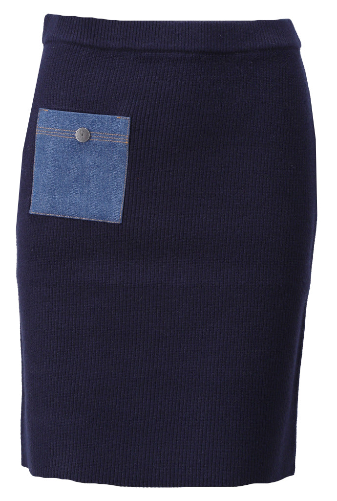 Gebreide rok met jeanszakje - D814L