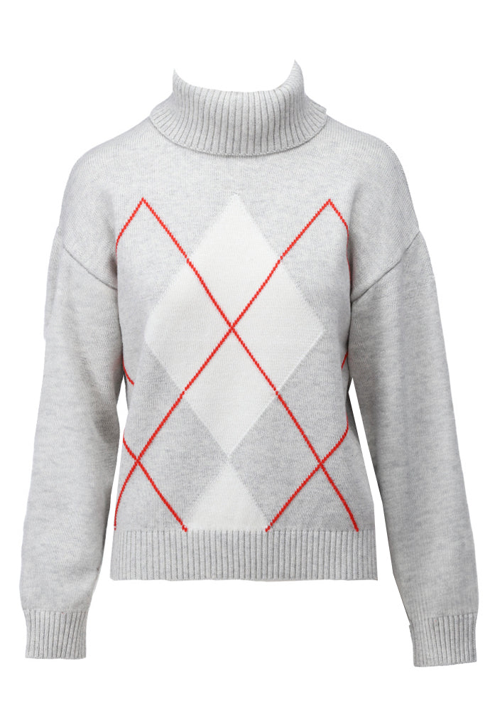 Pullover rolkraag met ruitmotief - D835L