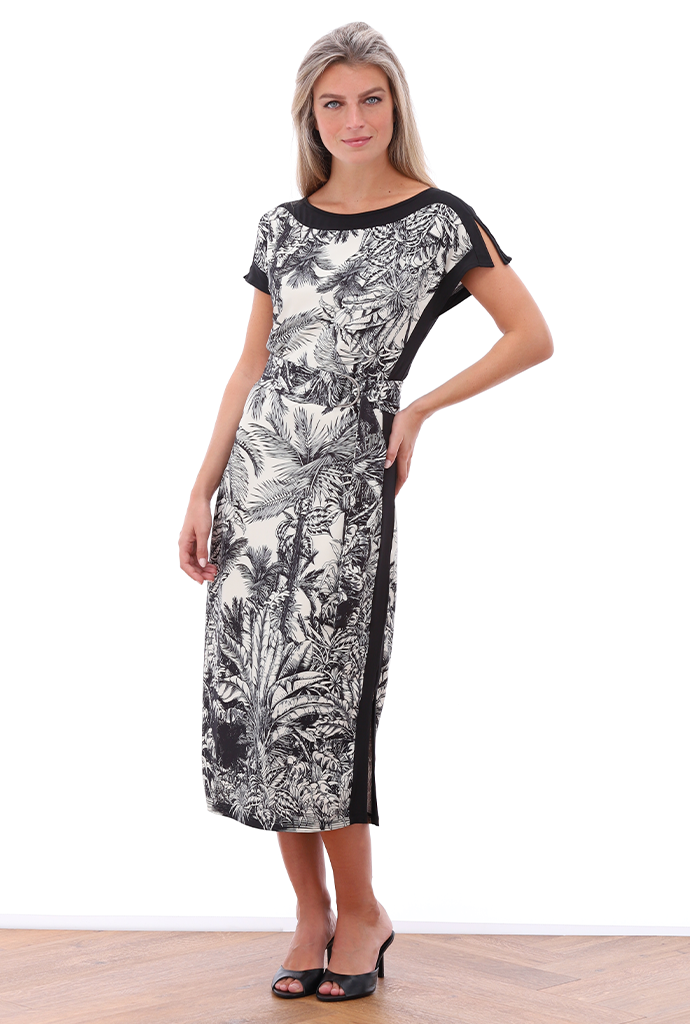 K-design - Midi dress met print en stoffen riem (A328P959)