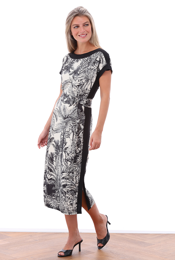 K-design - Midi dress met print en stoffen riem (A328P959)