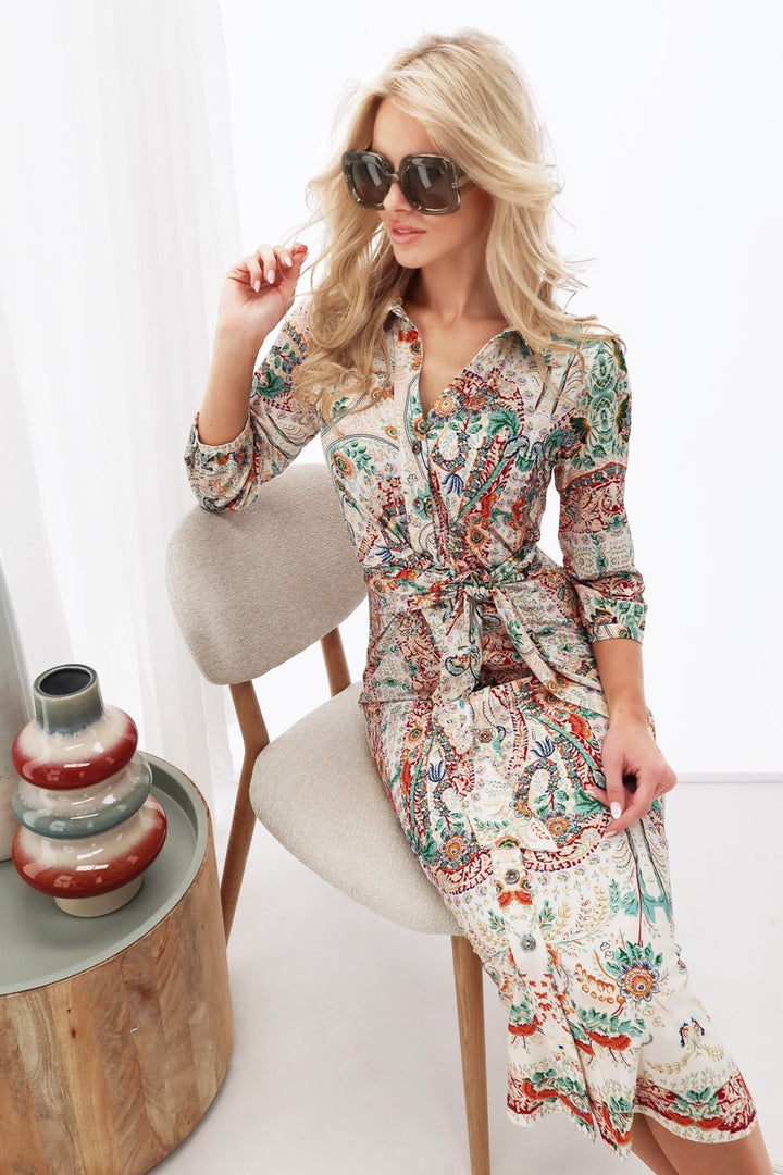 K-design - Maxi dress met print en vaste riem (Y112) - What Els!