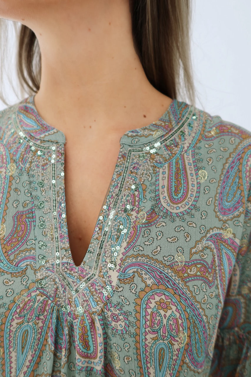 K-design - Mini dress boho met volant (Y707) - What Els!