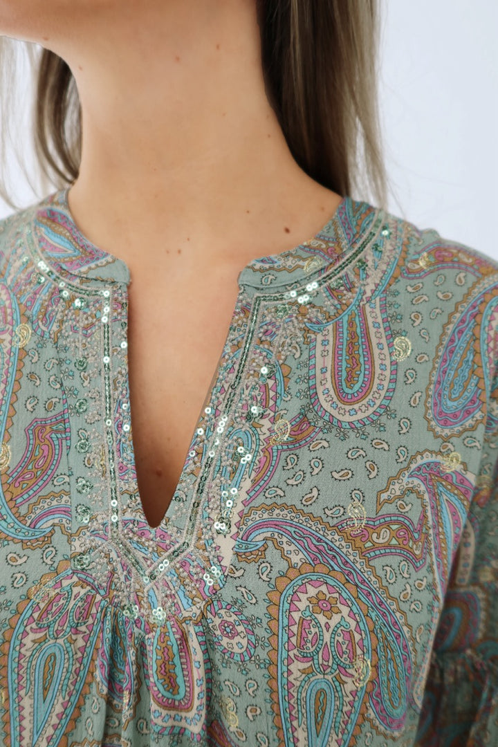 K-design - Mini dress boho met volant (Y707) - What Els!