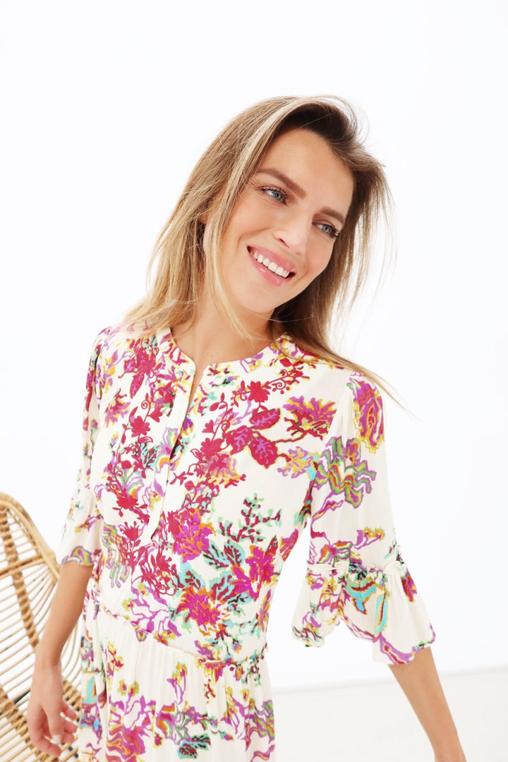 K-design - Mini dress boho met volant (Y710) - What Els!