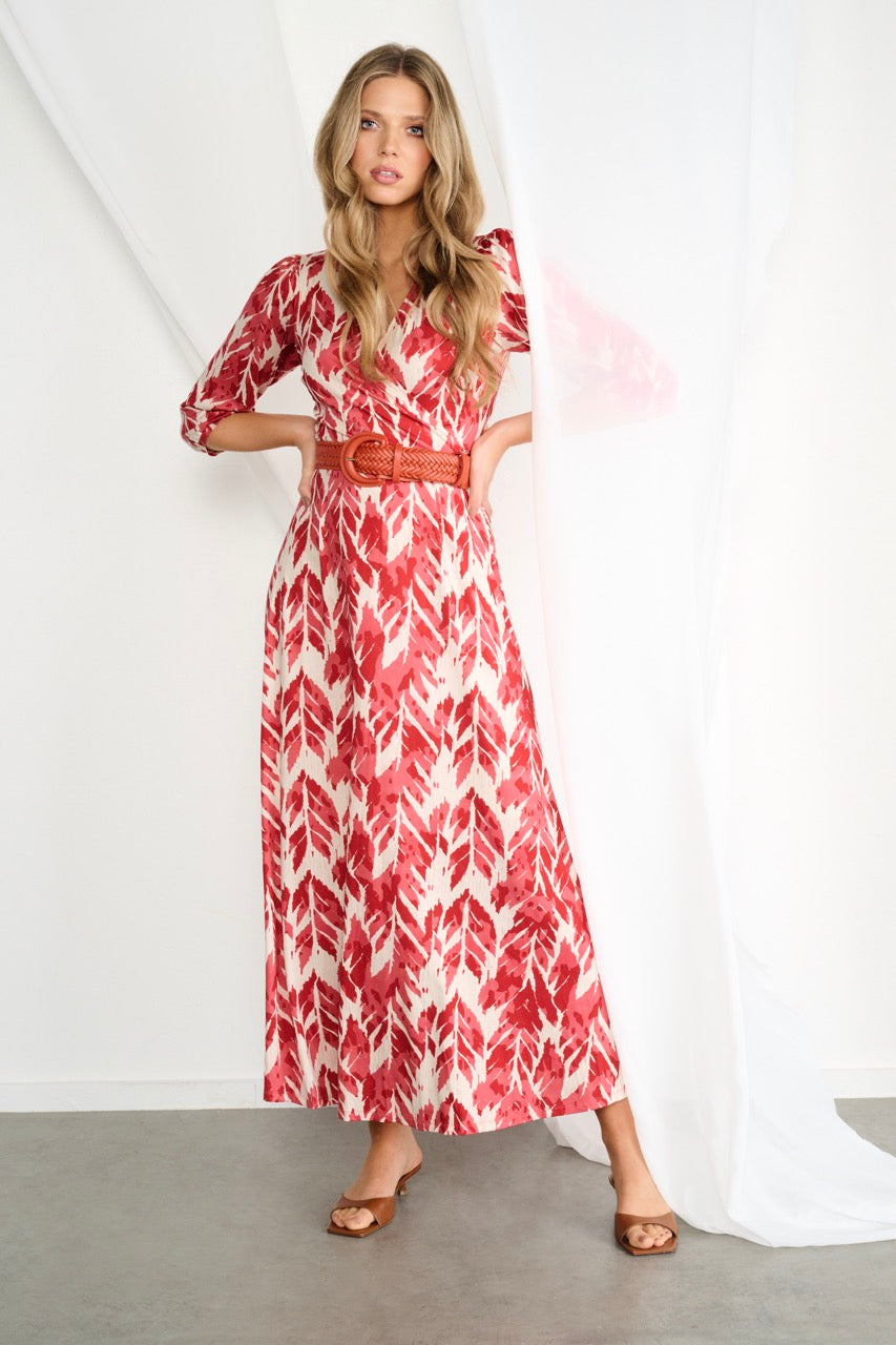 K-design - Maxi dress met print en bijpassende riem (A101P906) - What Els!