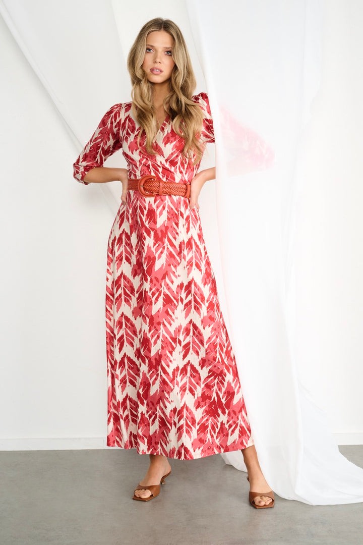 K-design - Maxi dress met print en bijpassende riem (A101P906) - What Els!