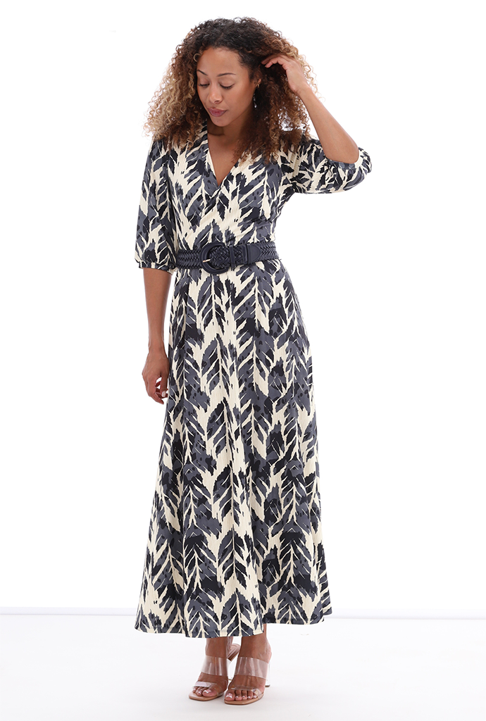 K-design - Maxi dress met print en bijpassende riem (A101P907) - What Els!