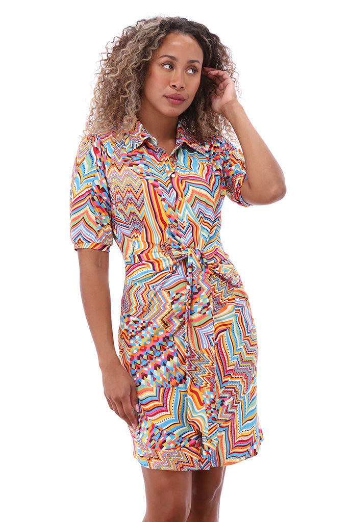 K-design - Mini dress met print en vast striklint (A108P911) - What Els!