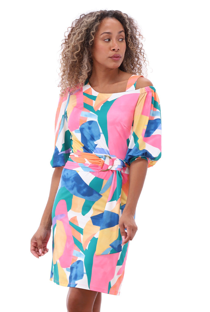 K-design - Mini dress off shoulder met print (A114P925) - What Els!