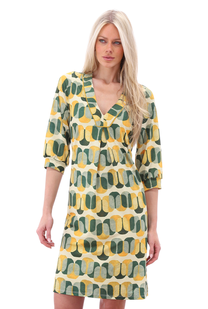 K-design - Mini dress met print en V-hals (A216P985) - What Els!
