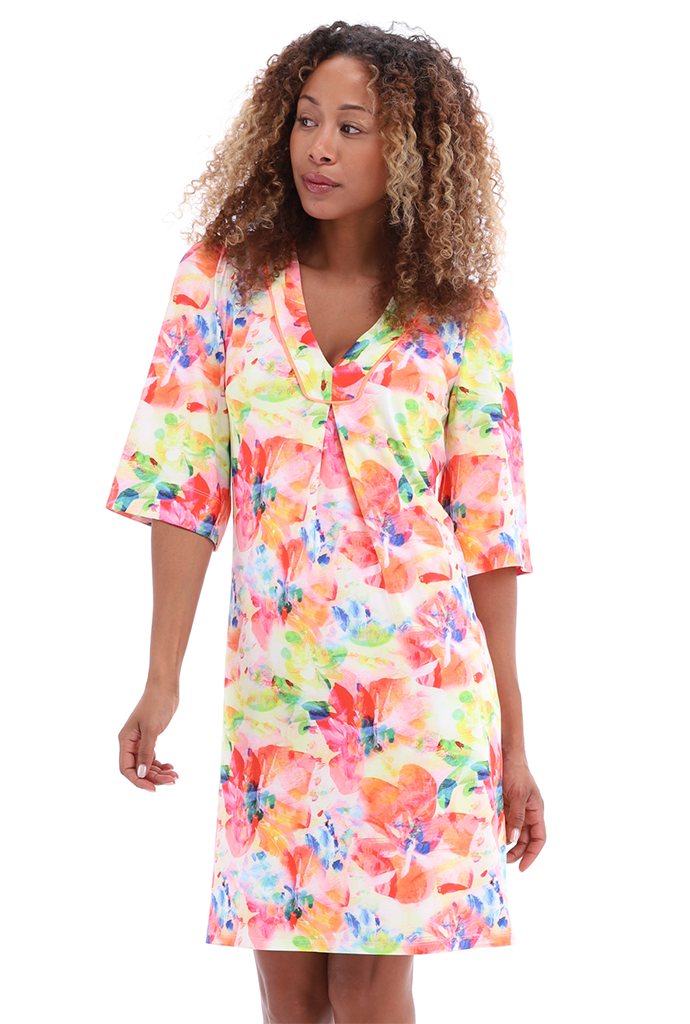 K-design - Mini dress met print en V-hals (A219P982) - What Els!