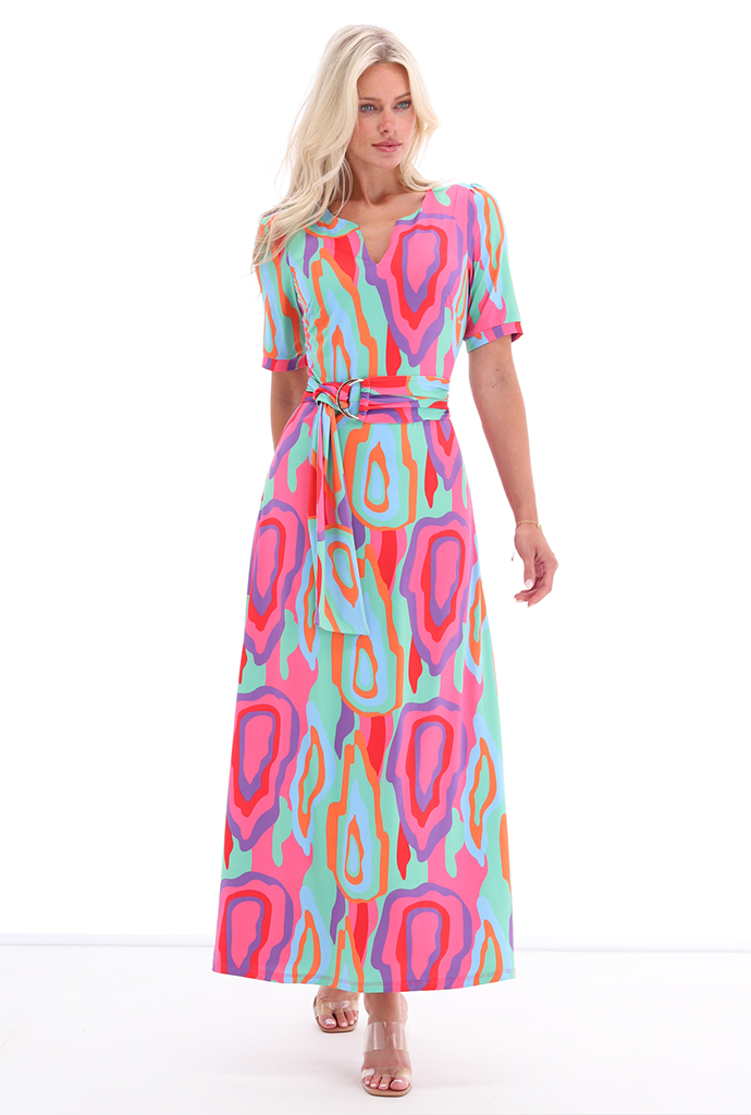 K-design - Maxi dress met print en stoffen riem (A304P937)