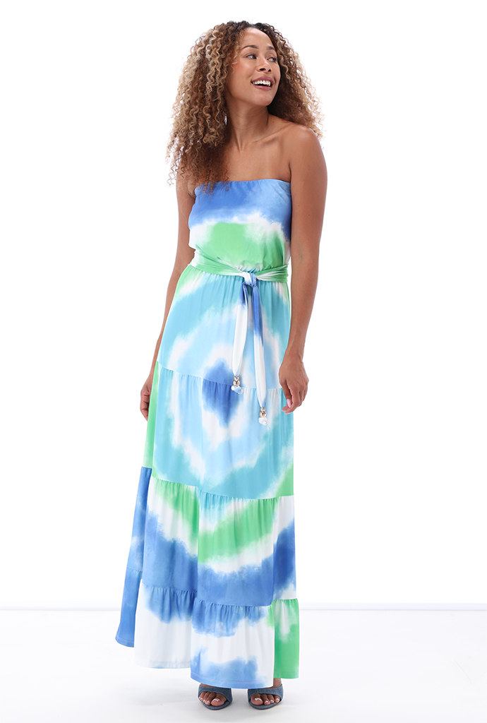 K-design - Maxi bandeau dress met print en stoffen riem (A316P946)