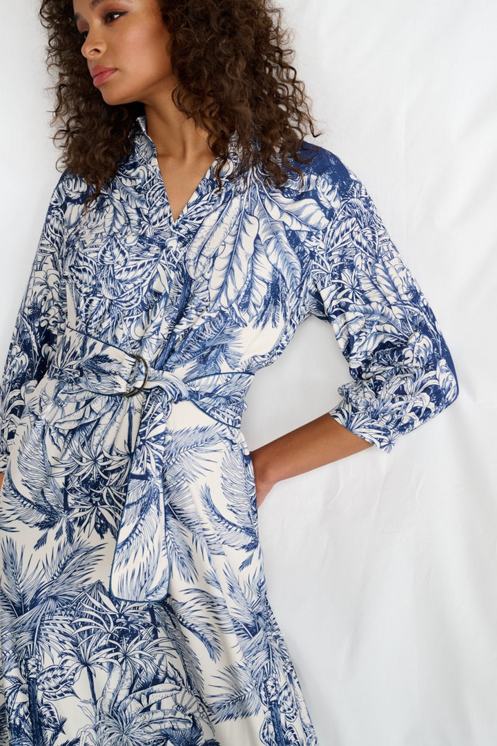 K-design - Maxi dress met print, V-hals en stoffen riem (A329P958) - What Els!