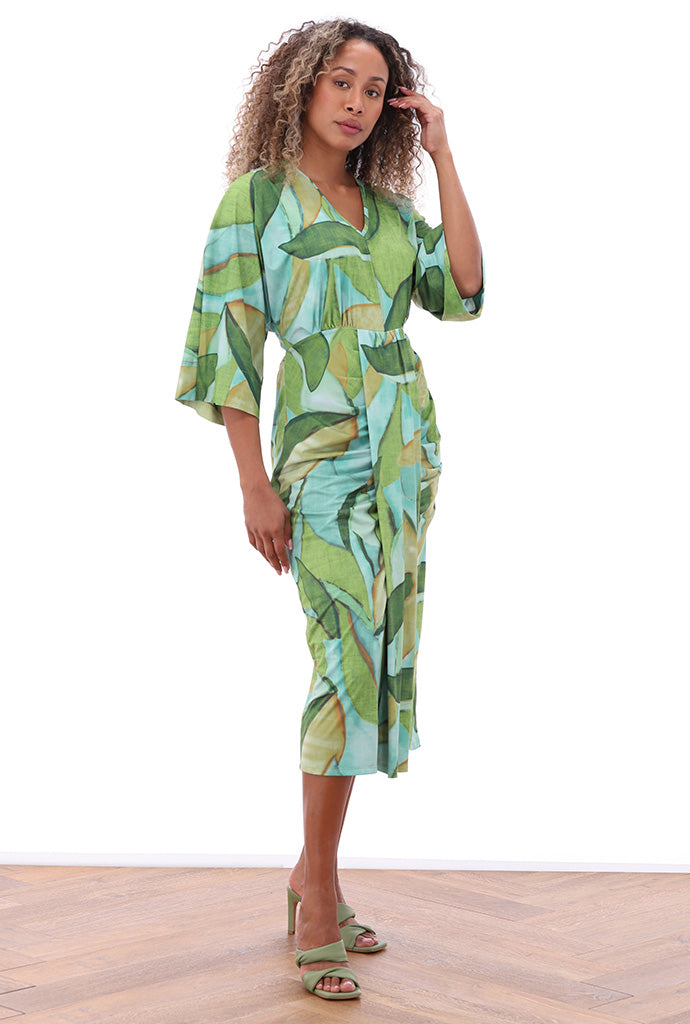 K-design - Midi dress met print en plooi (A335P951)
