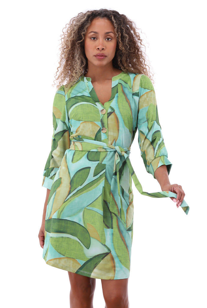 K-design - Mini dress met print en stoffen riem (A336P951) - What Els!