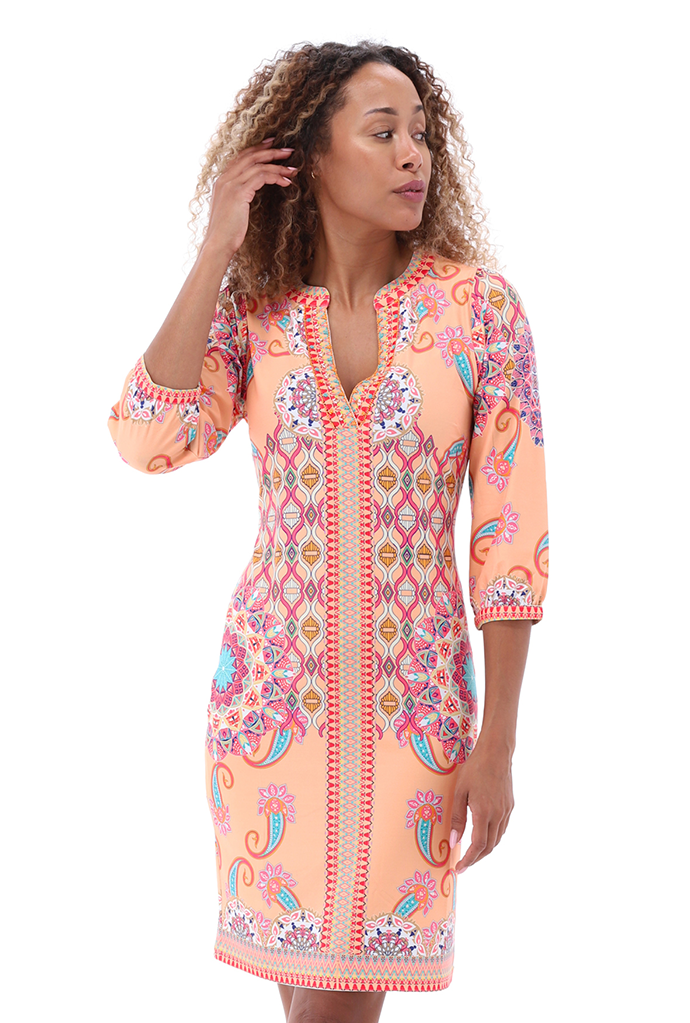 K-design - Mini dress met print en V-hals (A402P964) - What Els!