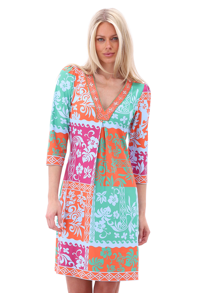 K-design - Mini dress met print en V-hals (A406P965) - What Els!