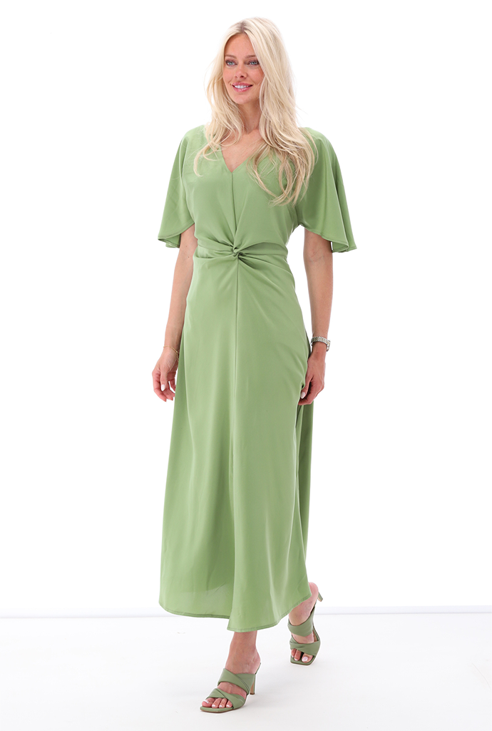 K-design - Maxi dress met V-hals en knoop (A680Green eyes)