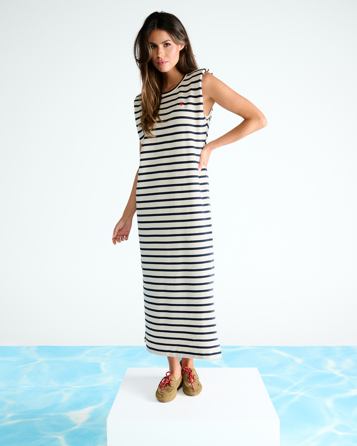 You're my lobster - Gestreepte mouwloze midi jurk (C752L)