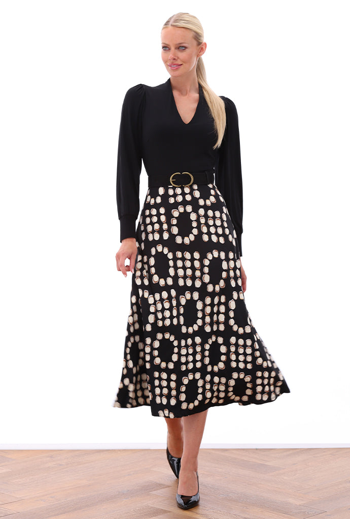 K-design - Maxi dress met zwart bovenstuk en bijpassende riem - What Els!
