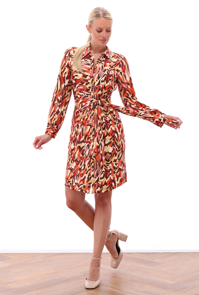 K-design - Mini dress met print, knopen en vast striklint - What Els!