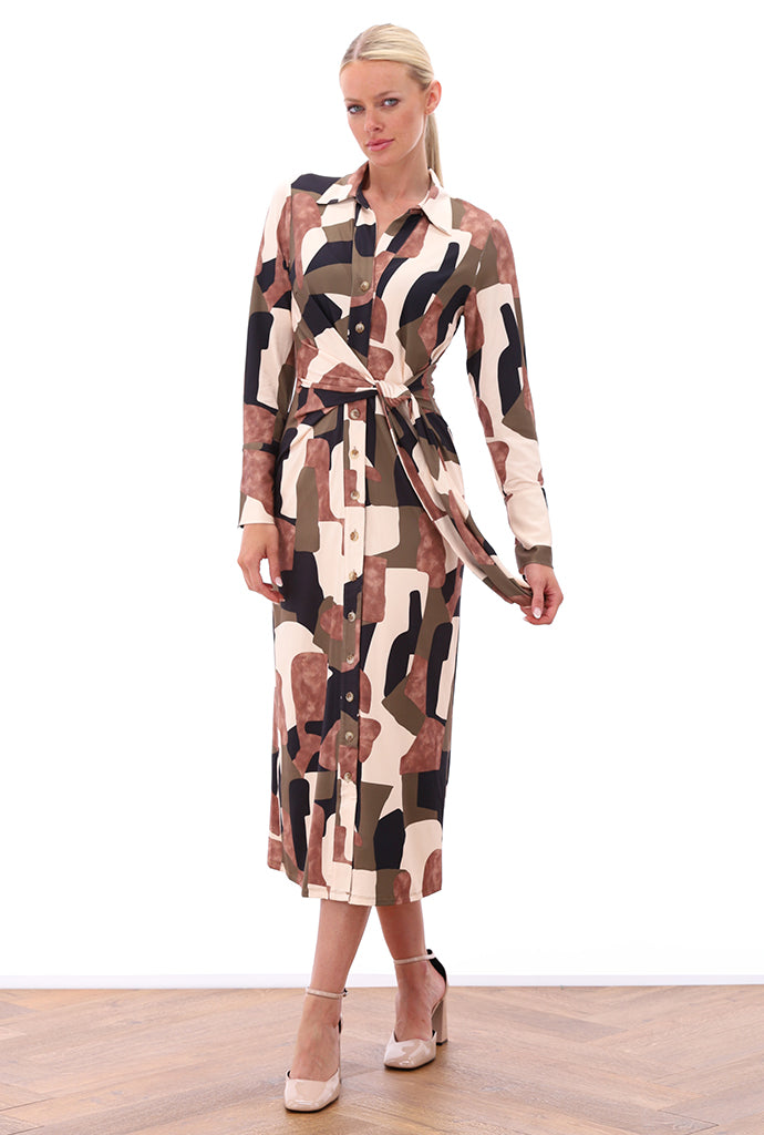 K-design - Maxi dress met print, knopen en vast striklint - What Els!