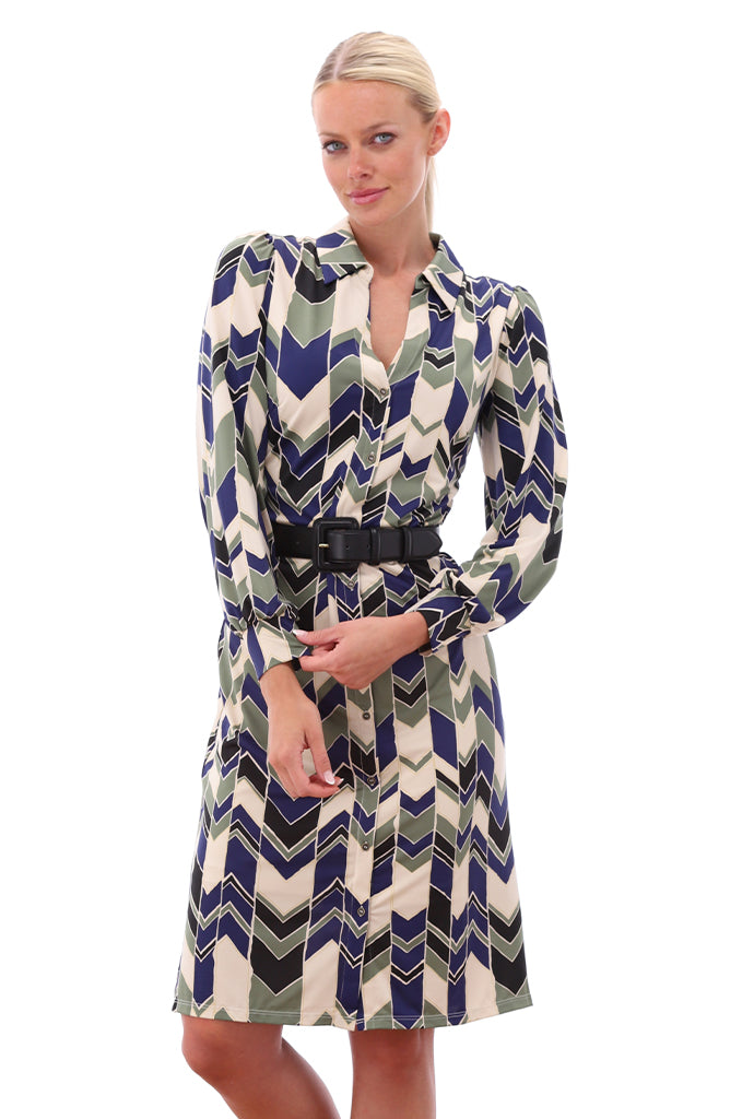 K-design - Midi dress met print en bijpassende riem - What Els!