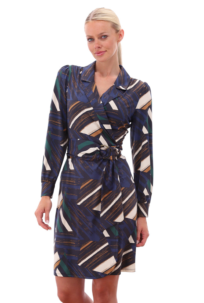 K-design - Mini dress crossover met print en stoffen riem - What Els!