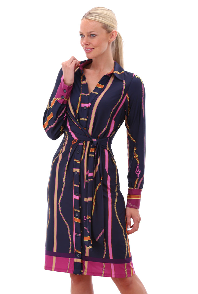 K-design - Mini dress met print, knopen en vast striklint - What Els!