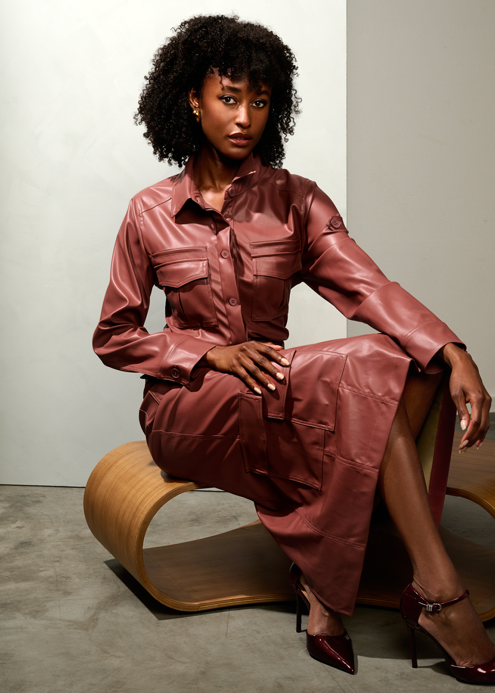 K-design - Vegan lederen cargo maxi dress - What Els!