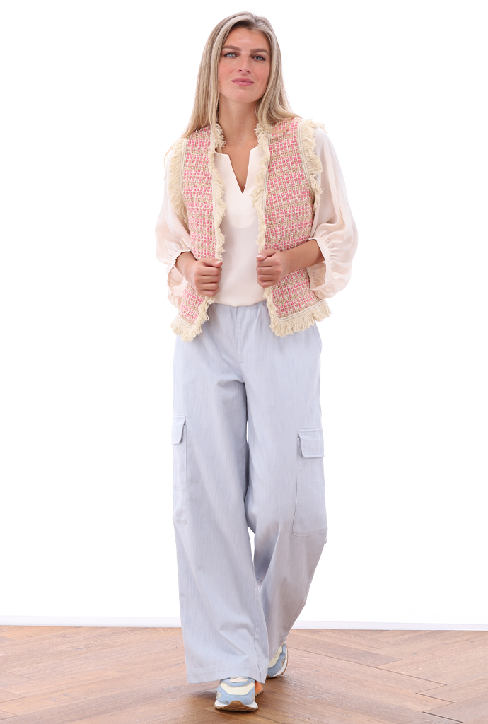 K-design - Gilet met franjes (A849Pink) - What Els!