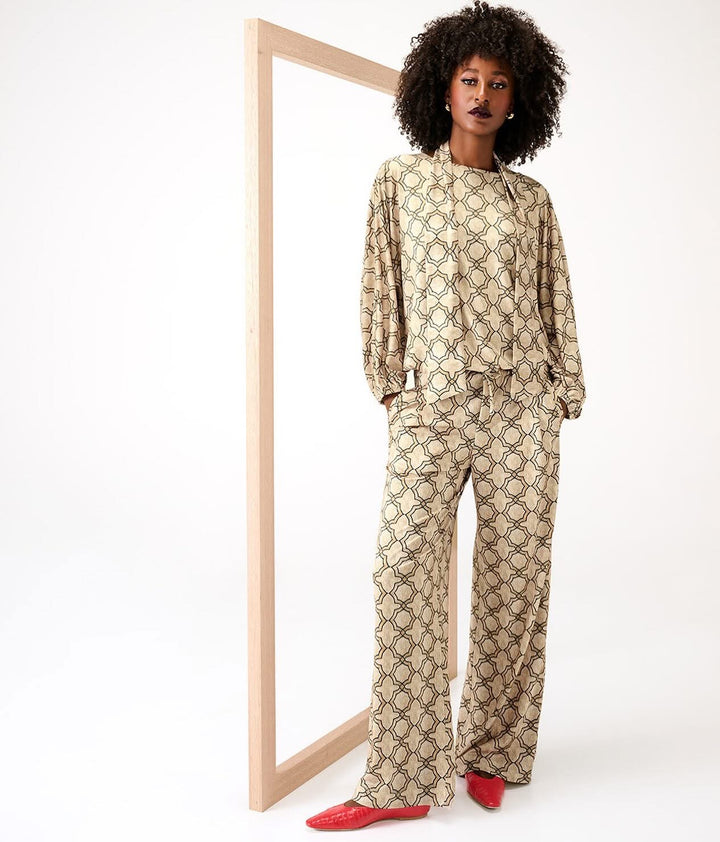 K-Design - Wijde broek met design en trekkoord (B251)